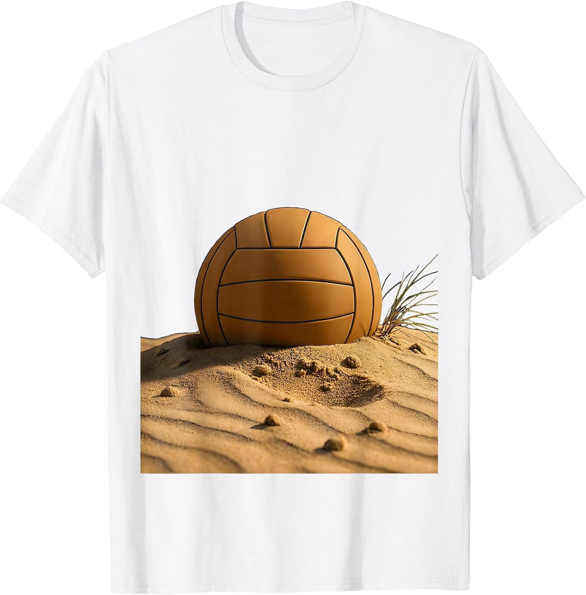 Men's Weathered Volleyball Half-Buried in Beach Sand T-Shirt - White