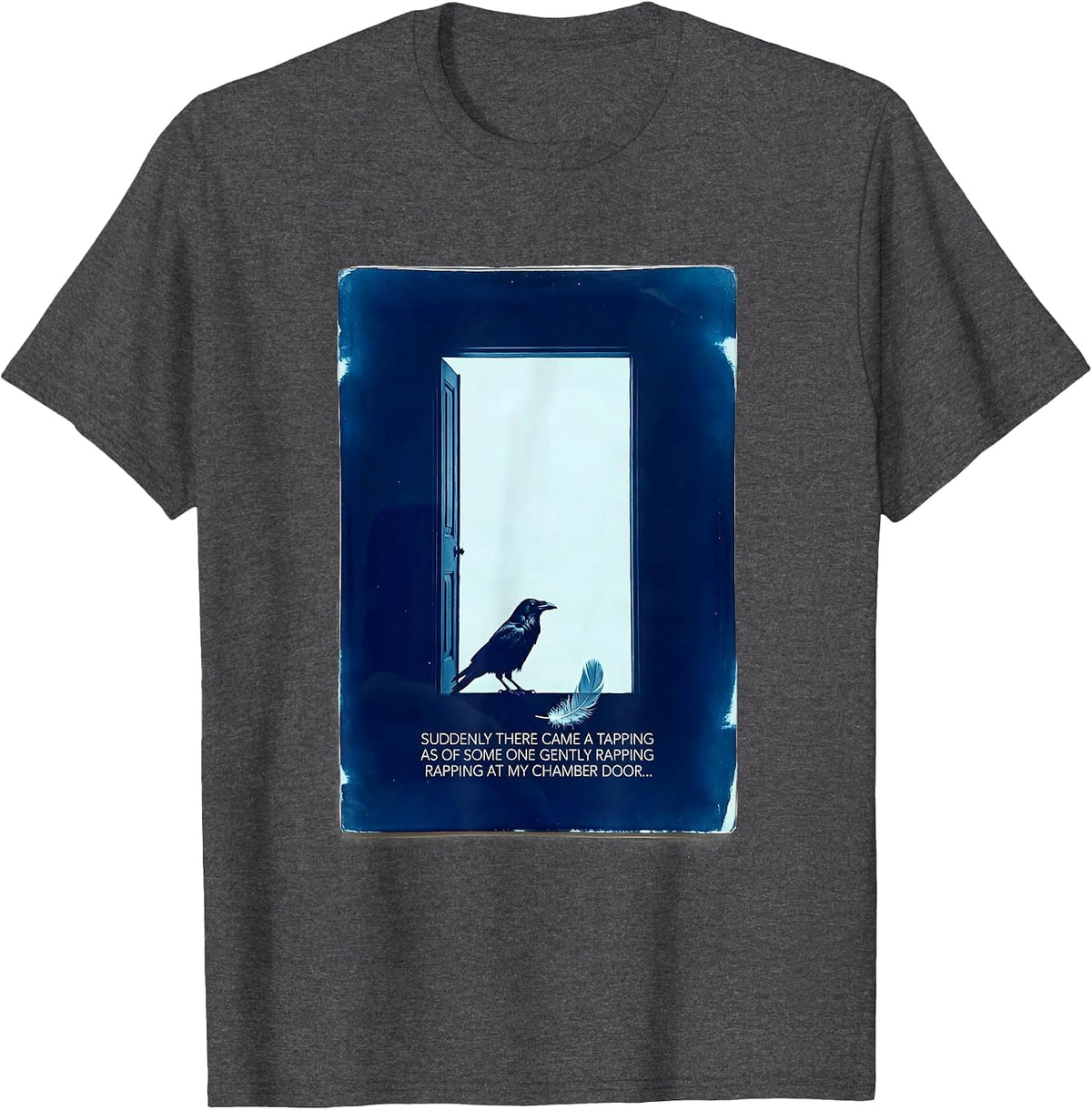 Suddenly There Came a Tapping Edgar Allan Poe Raven T-Shirt - Dark Heather Grey