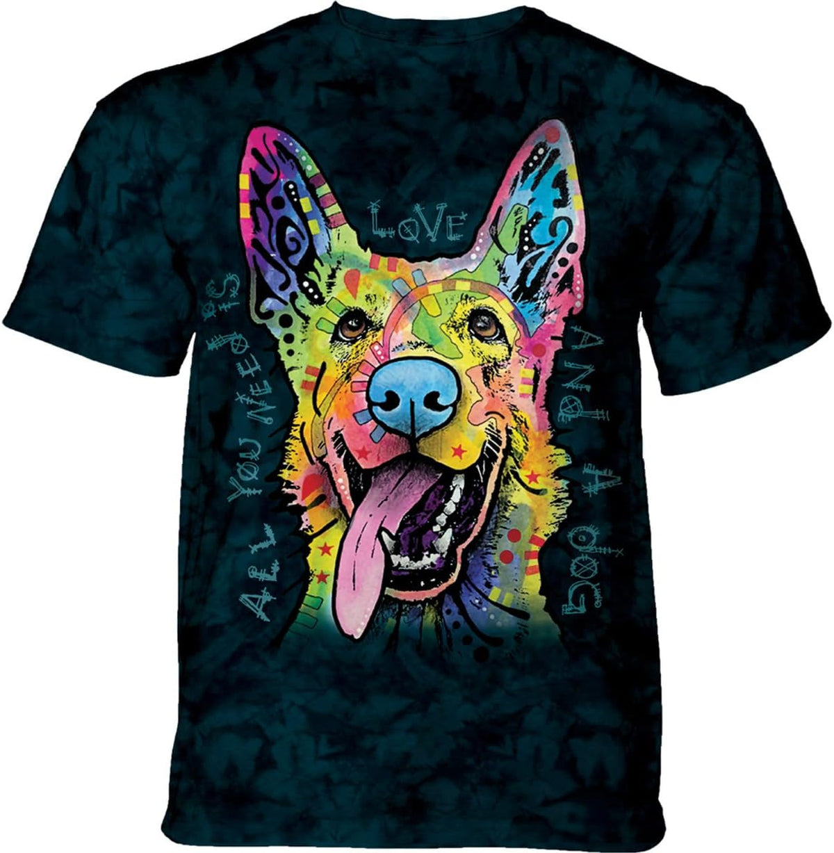 The Mountain Love Shepherd Shirt for Men, Graphic Tees Men, German Dog Art Cotton Pet Portrait T-Shirt - Blue