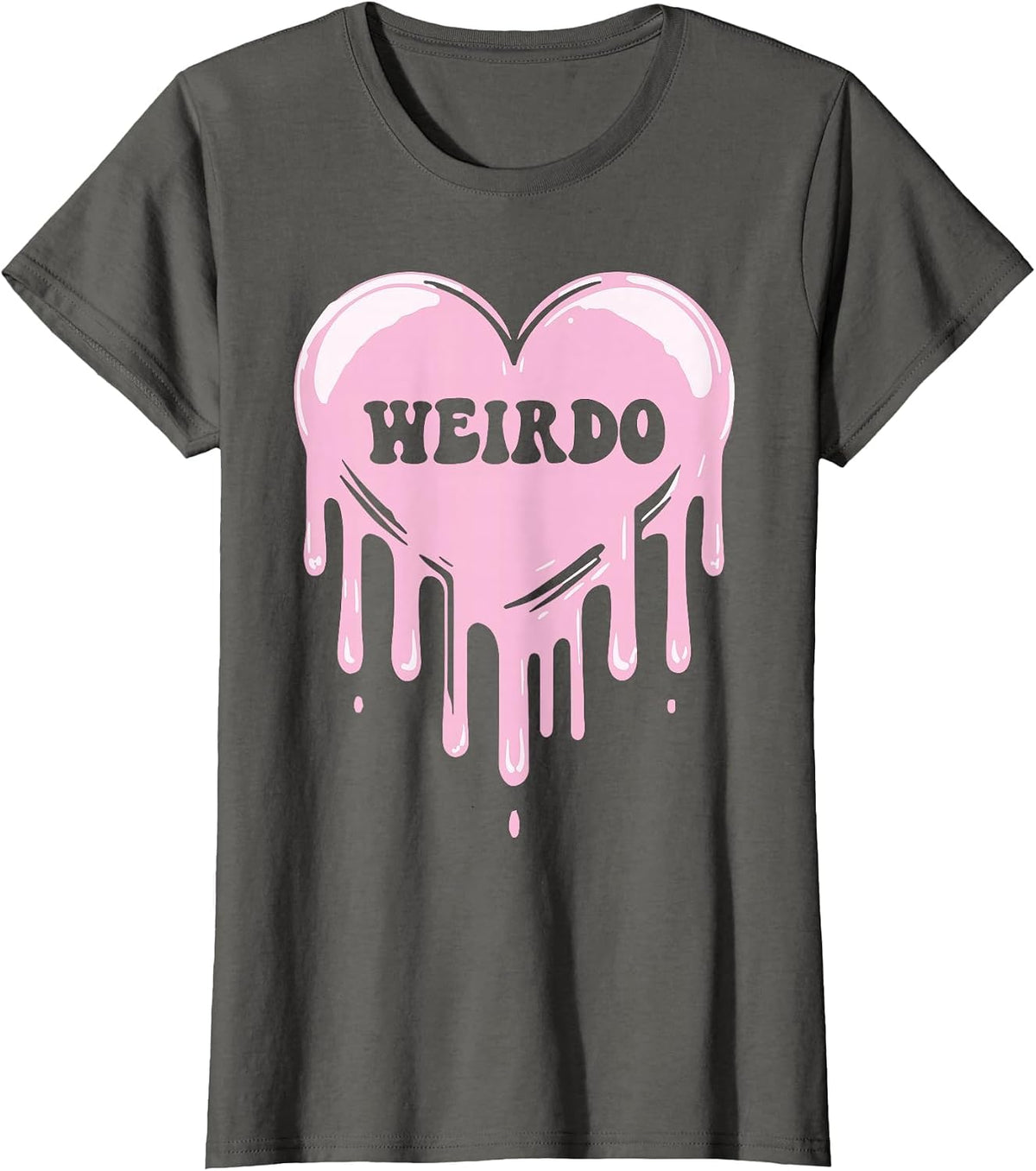 Weirdo Dripping Heart Pastel Goth Emo Punk Aesthetic T-Shirt - Asphalt Grey