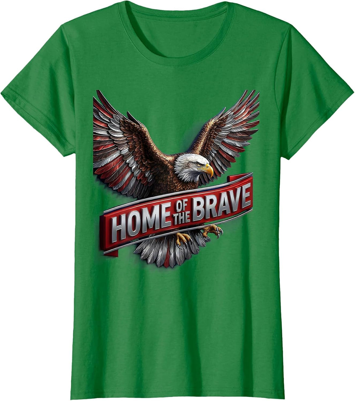 Patriot Day Kids Home of the Brave Design T-Shirt - Kelly Green