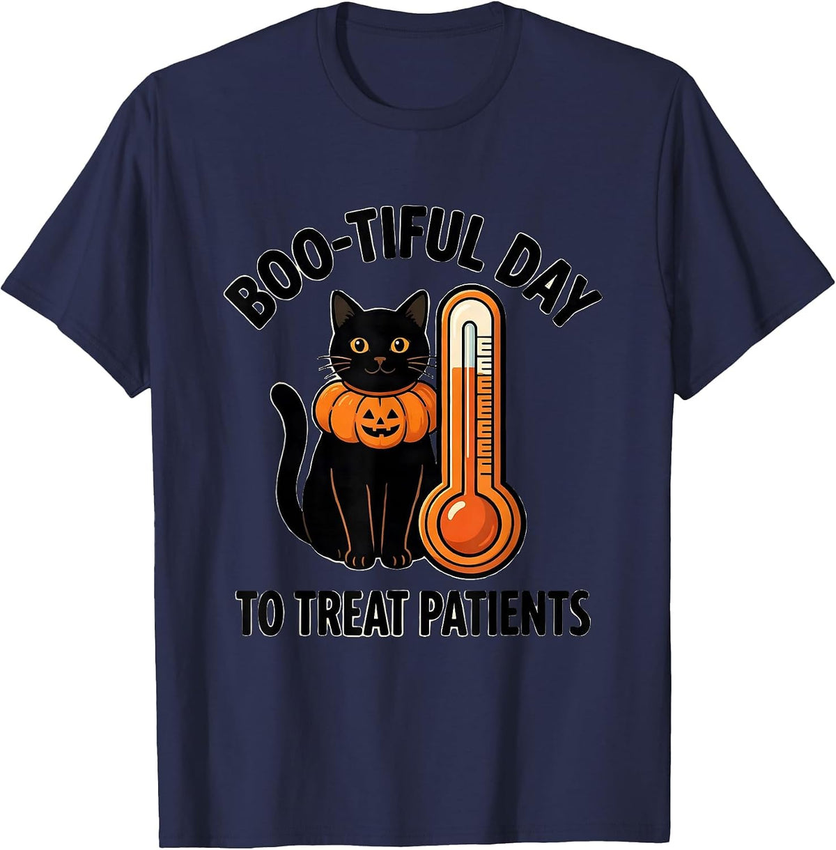 Men's Boo-tiful Day To Treat Patients Funny Vet Tech Halloween T-Shirt - Navy Blue