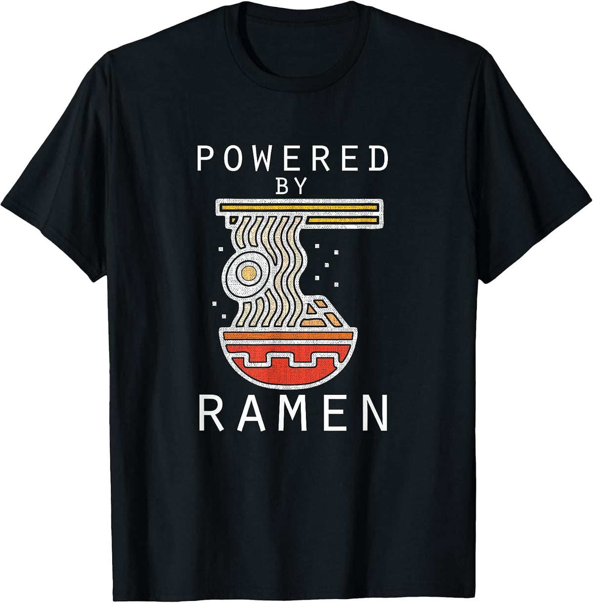 Powered by Ramen Funny Noodles T-Shirt - Black