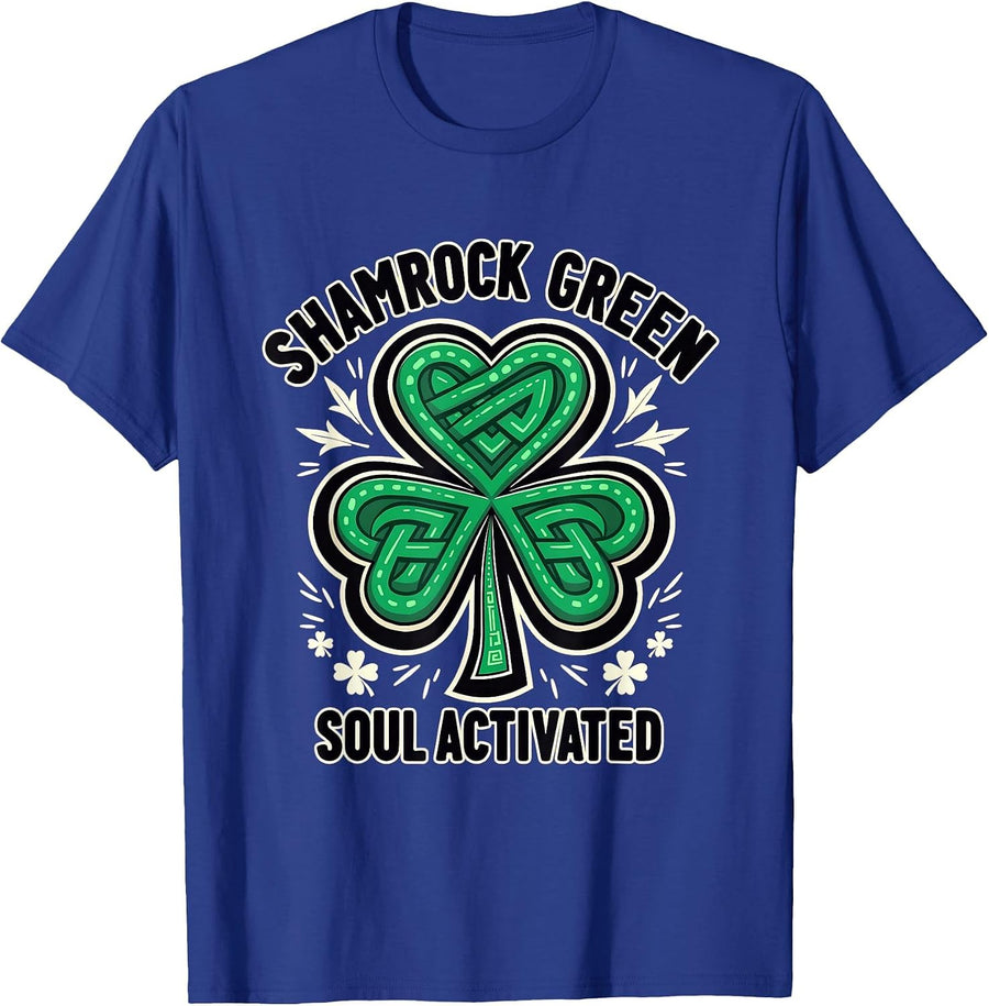 Shamrock Green Soul Activated St Patricks Design T-Shirt - Royal Blue