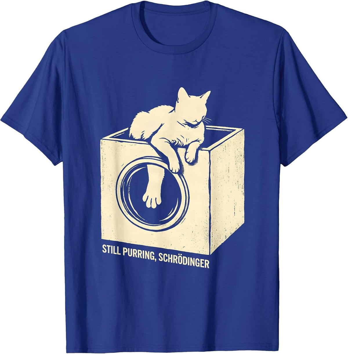 Men's Still Purring Schrödinger Quantum Physics Humor Science T-Shirt - Royal Blue