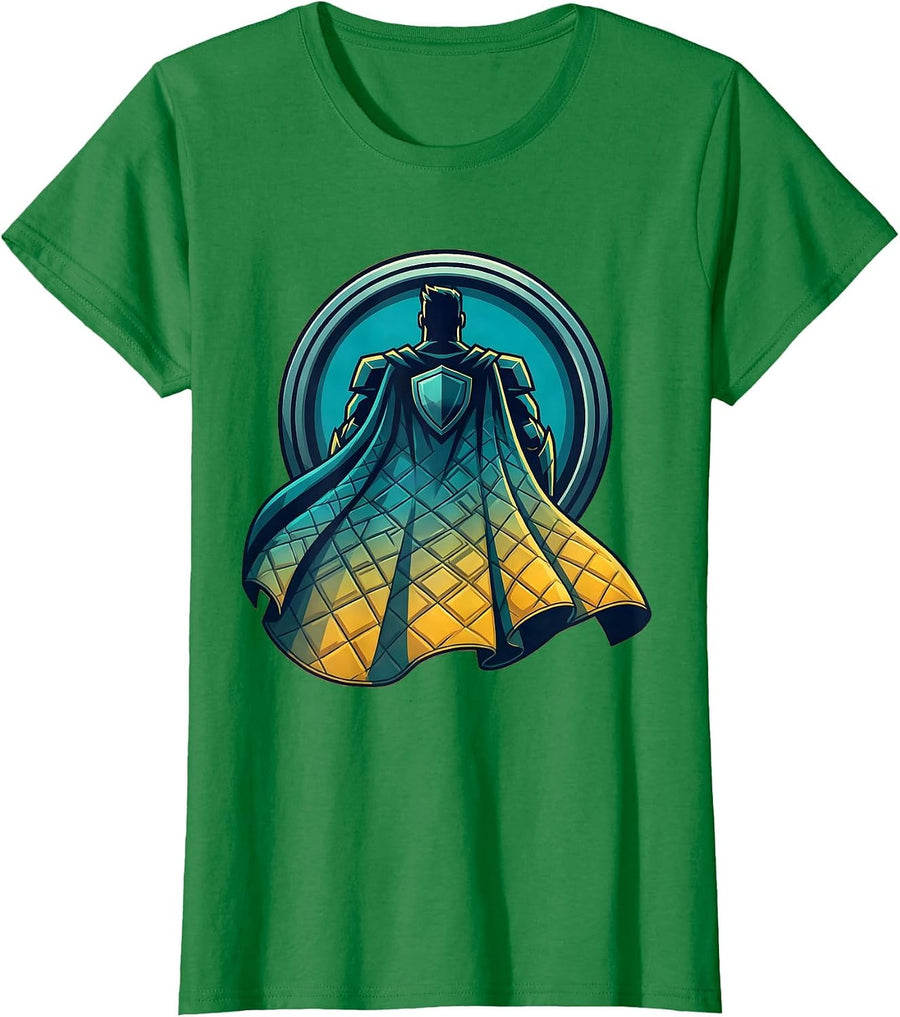 Women's Fall Prevention Superhero Safety Cape Graphic T-Shirt - Kelly Green