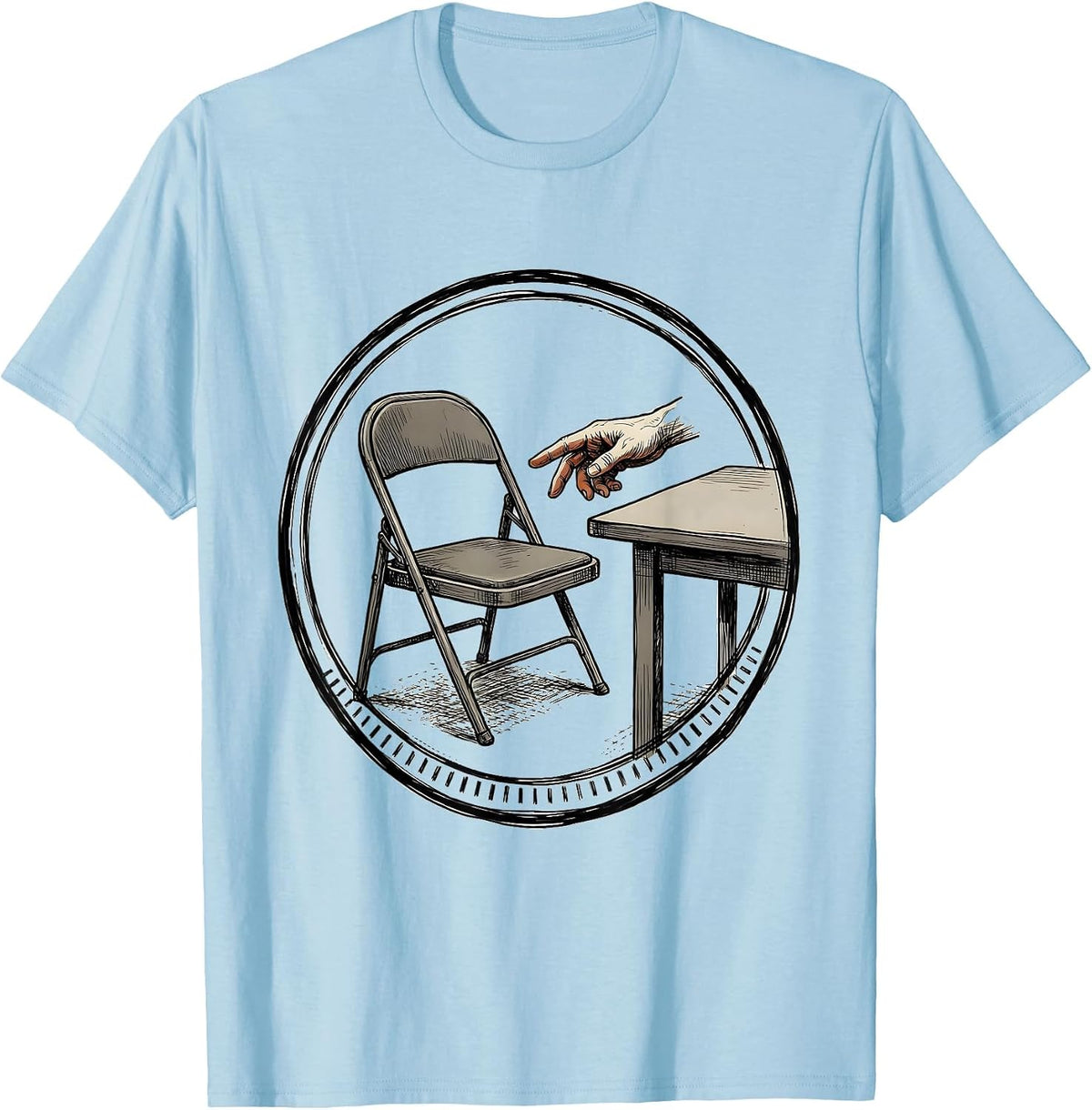 Men's Sketched Open Hand Social Worker Humor Workplace Pride T-Shirt - Baby Blue