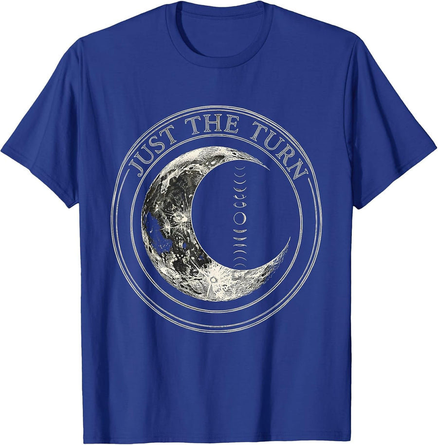 Just The Turn Mystic Celestial Moon Phase Astrology Boho T-Shirt - Royal Blue