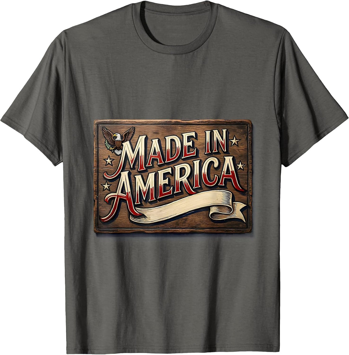Made in America Patriotic Pride Design T-Shirt - Asphalt Grey