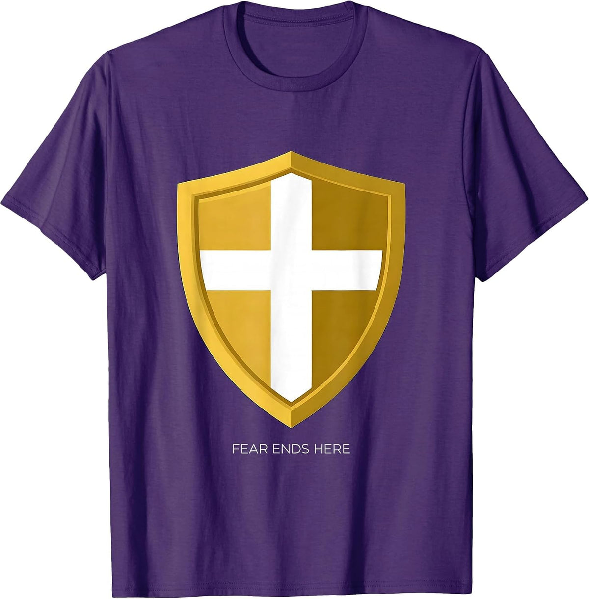 Faith Over Fear Ends Here Bold Graphic Design T-Shirt - Purple