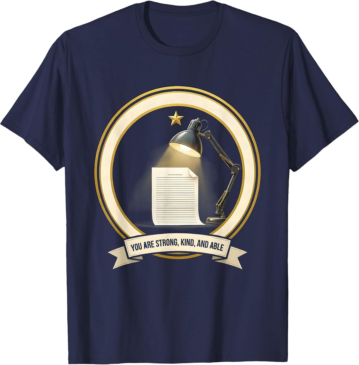 You Are Strong, Kind, And Able Motivational Teacher T-Shirt - Navy Blue