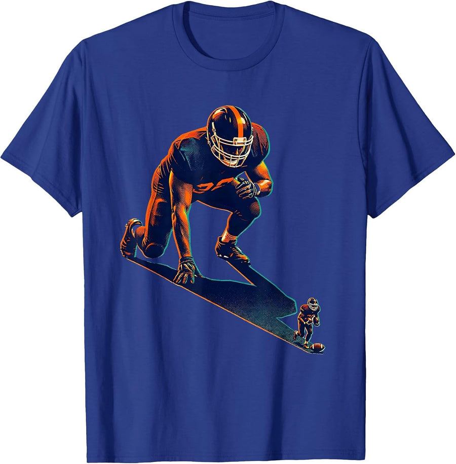 Low Lineman Shadow Football Fan Humor T-Shirt - Royal Blue