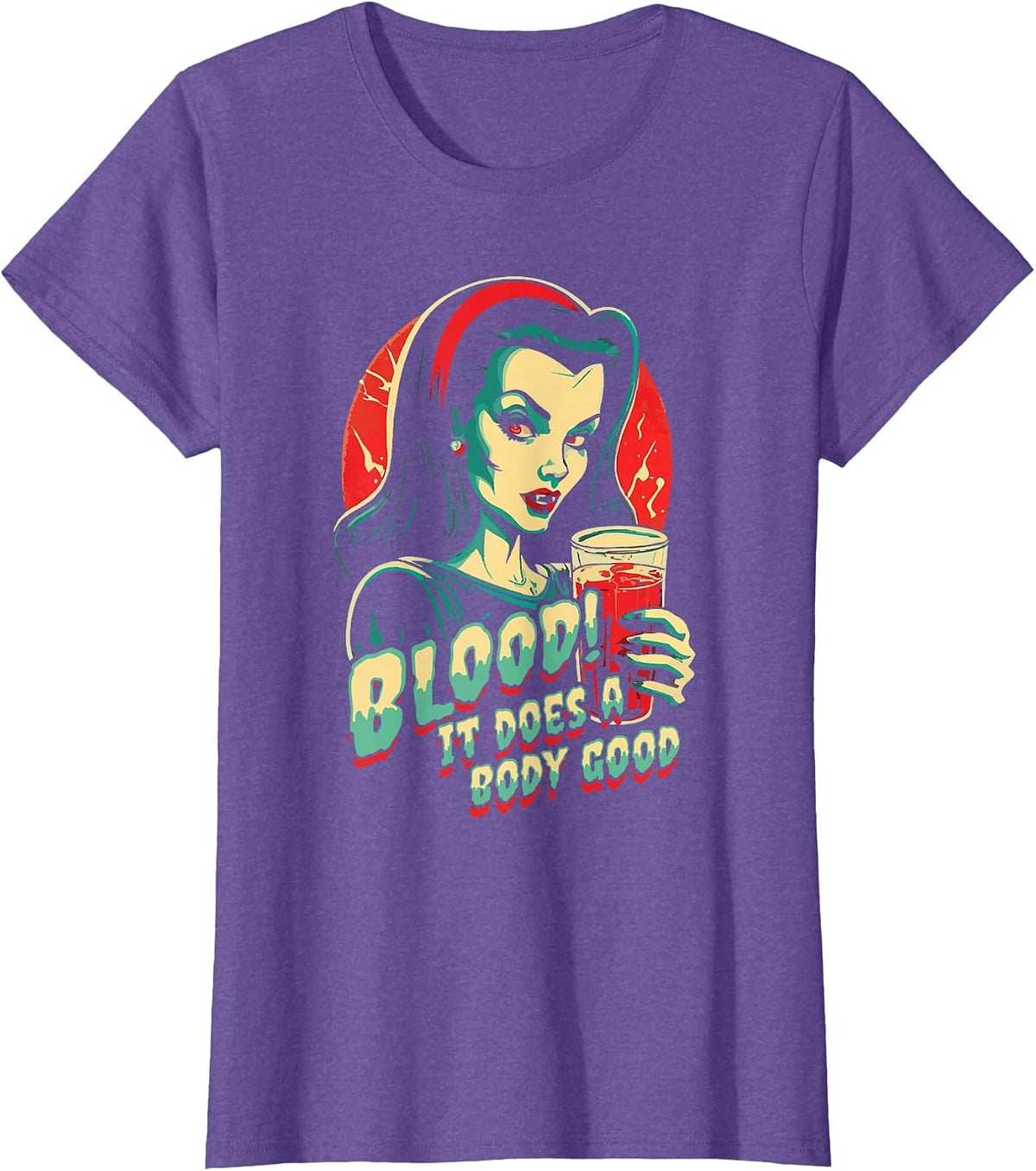 Vintage Blood Does A Body Good Pretty Vampire Goth Halloween T-Shirt - Purple Heather