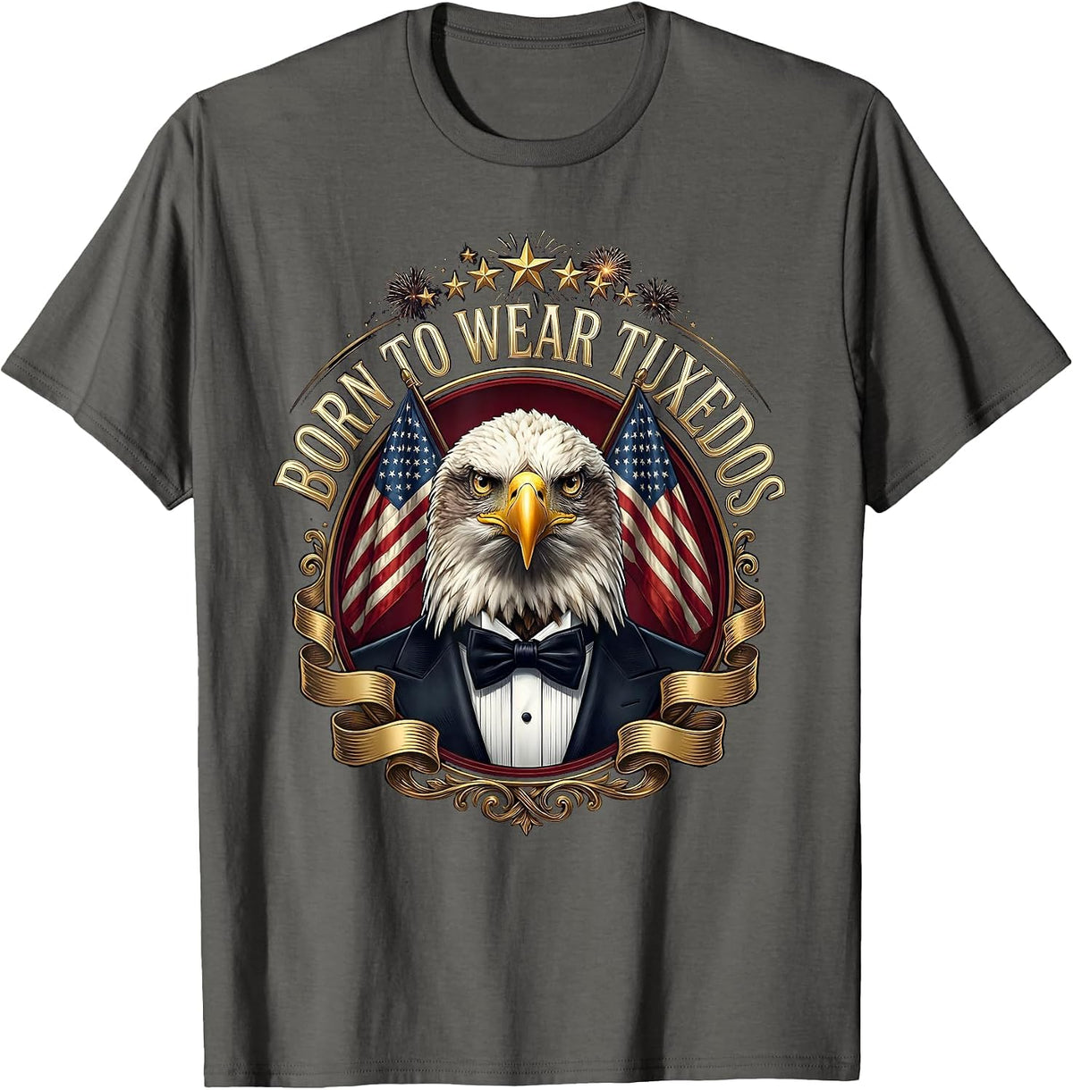 Born to Wear Tuxedos Formal Style Design T-Shirt - Asphalt Grey