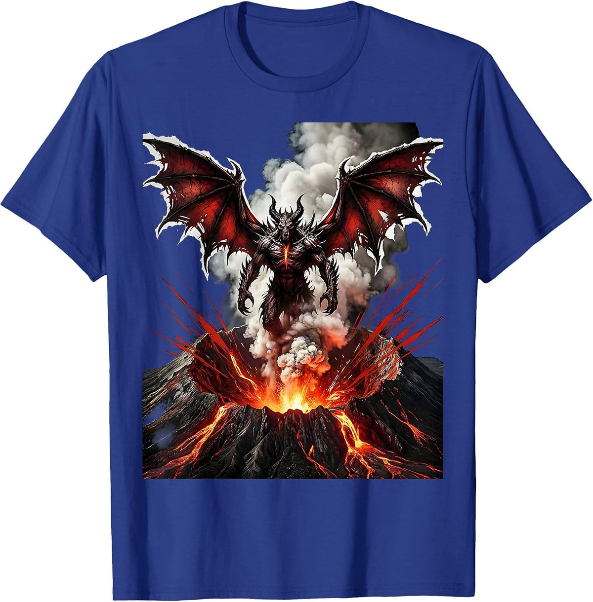 Men's Demon Wings Volcanic Crater Metal Graphic T-Shirt - Royal Blue