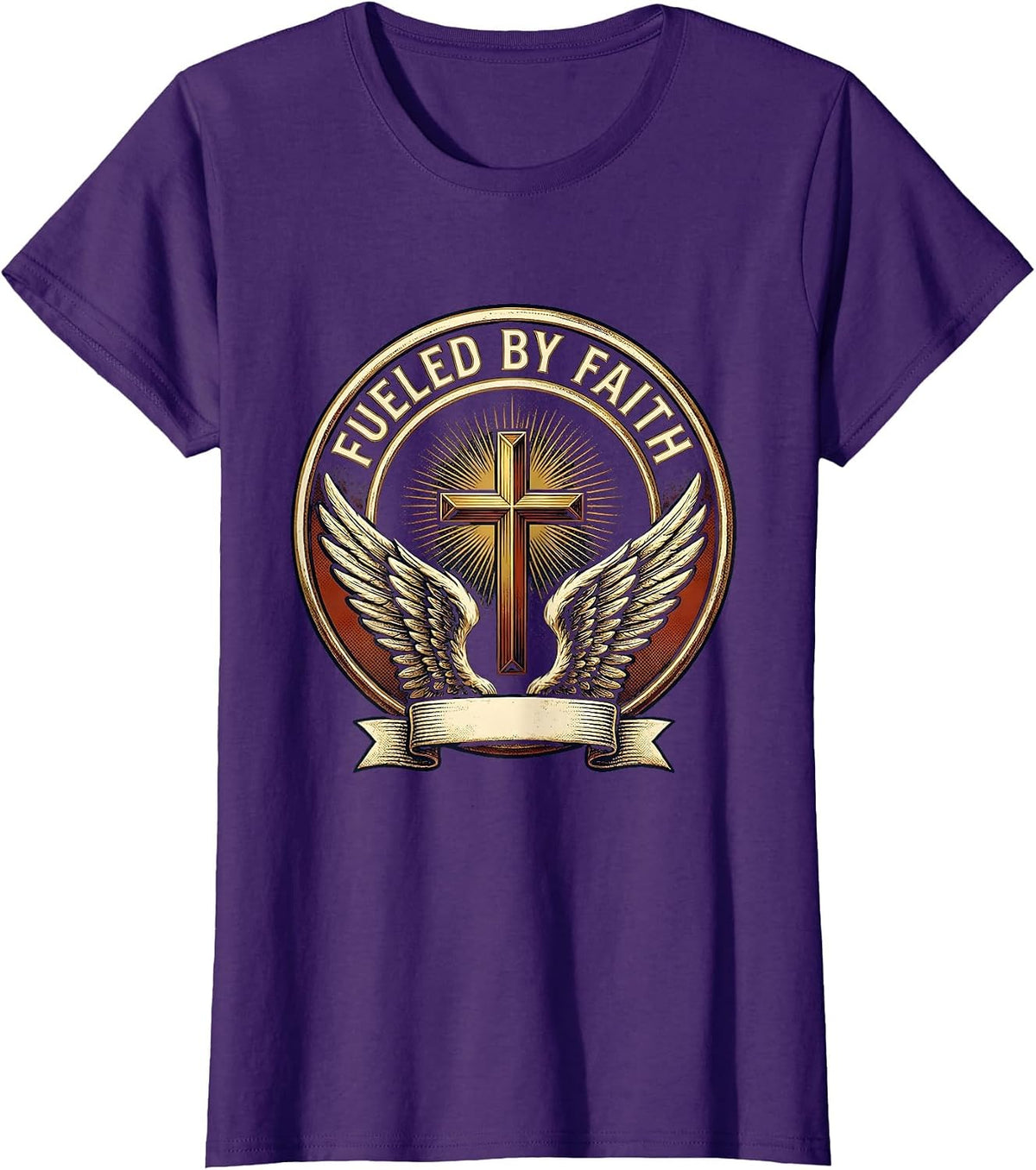 Women's Fueled By Faith Faith Over Fear Design T-Shirt - Purple