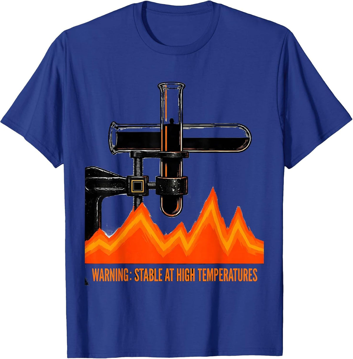 Men's Warning: Stable At High Temperatures Funny Science Teacher T-Shirt - Royal Blue