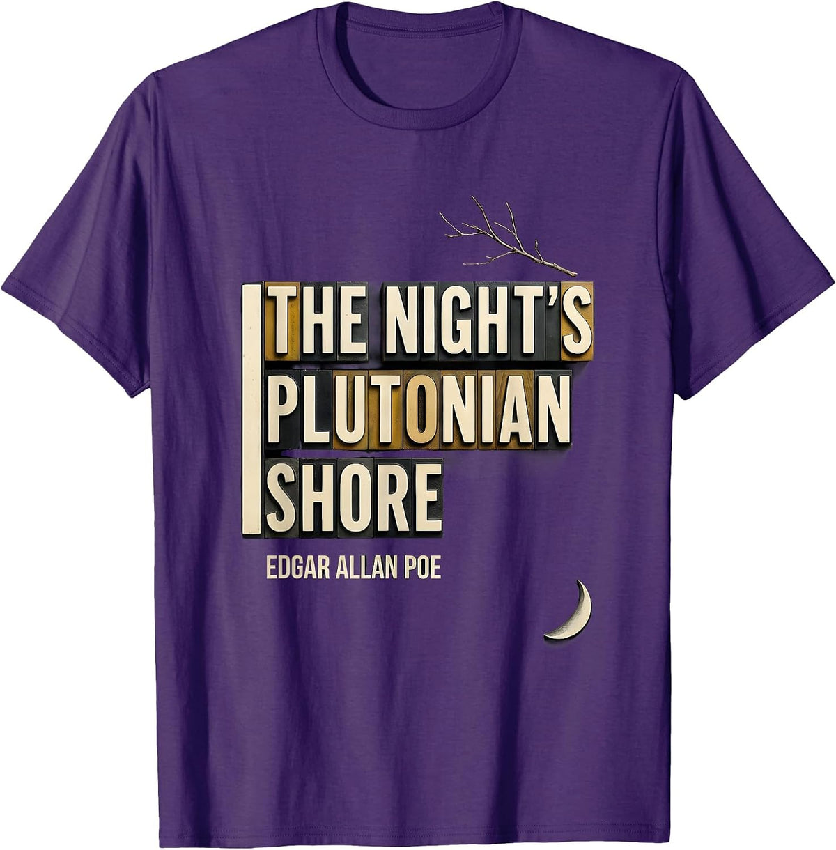 Men's The Night's Plutonian Shore Edgar Allan Poe Gothic T-Shirt - Purple