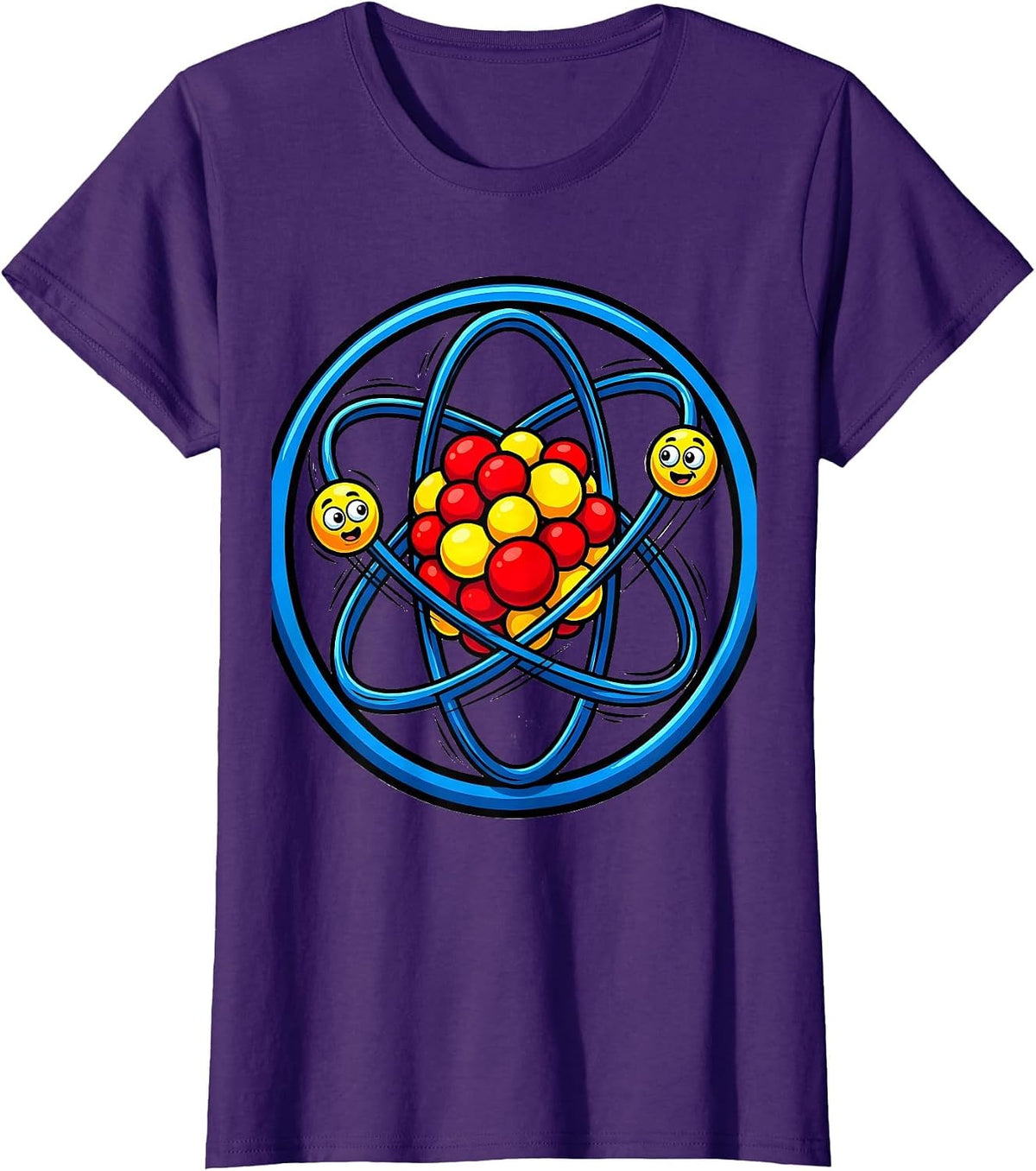 Women's Science Teacher Atom Model Orbiting Electrons Design T-Shirt - Purple