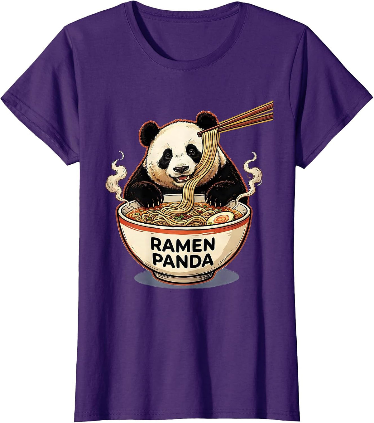 Women's Ramen Panda Cute Kawaii Anime Animal Japanese Food Lover T-Shirt - Purple