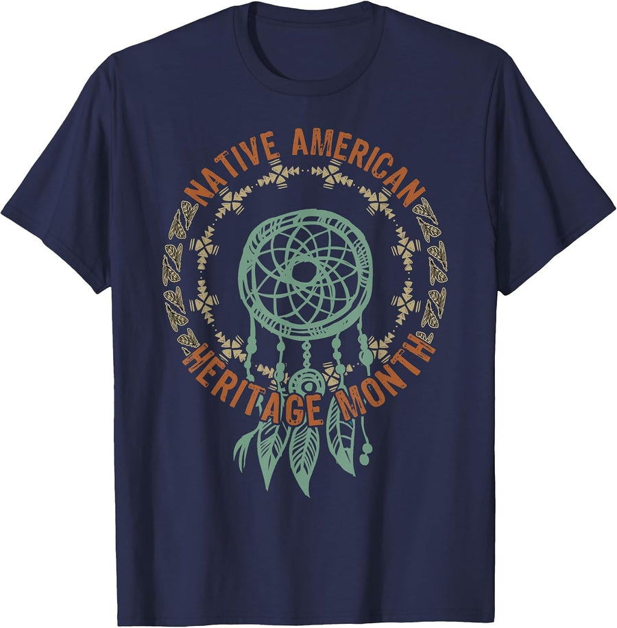 Indigenous Pride for November Native American Heritage Month T-Shirt - Navy Blue