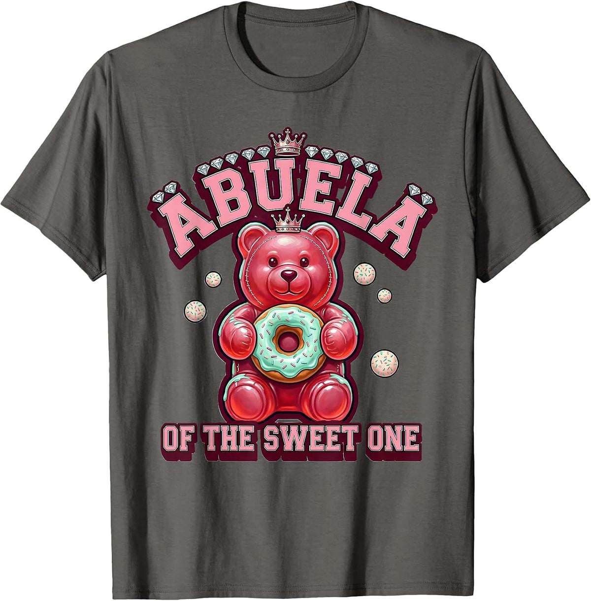 Abuela Of The Sweet One First Birthday Matching Family Donut T-Shirt - Asphalt Grey