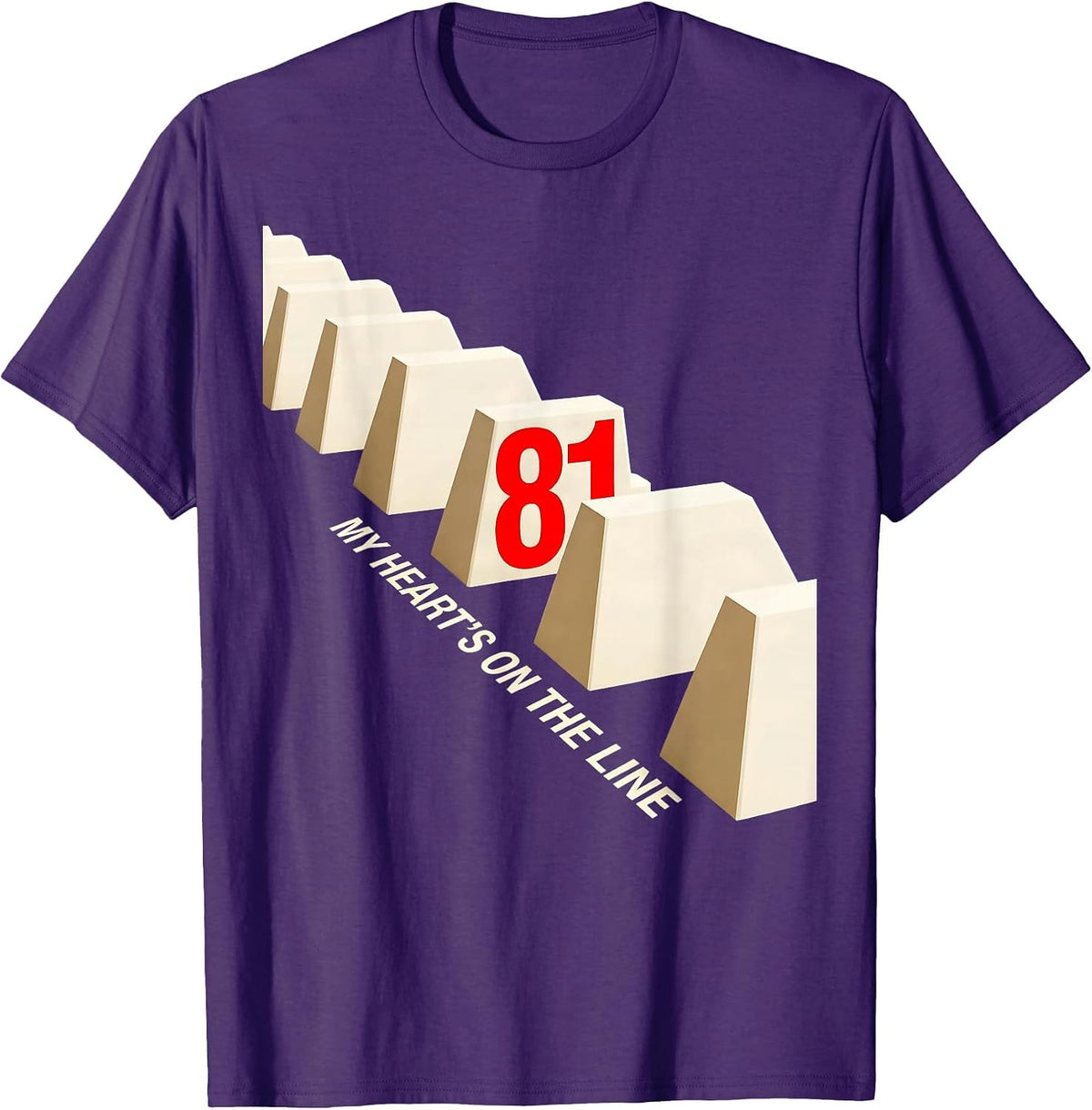 My Heart's On The Line 81 New Wave Football Lineman Mom T-Shirt - Purple