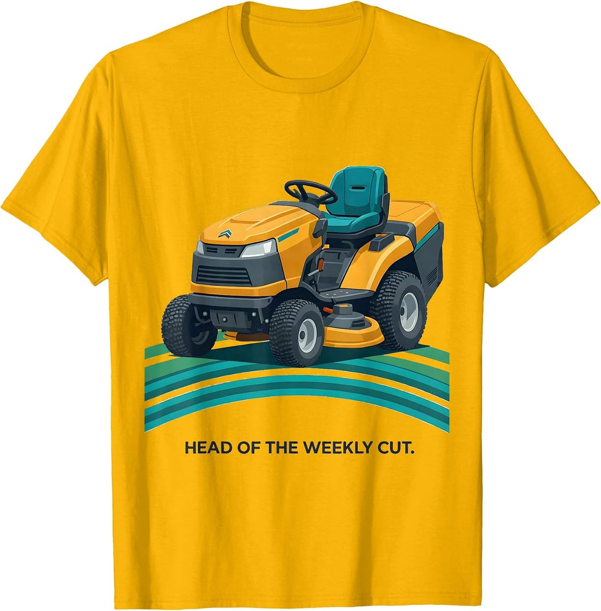 Men's Head Of The Weekly Cut Funny Riding Lawn Mower Dad Humor T-Shirt - Golden Yellow
