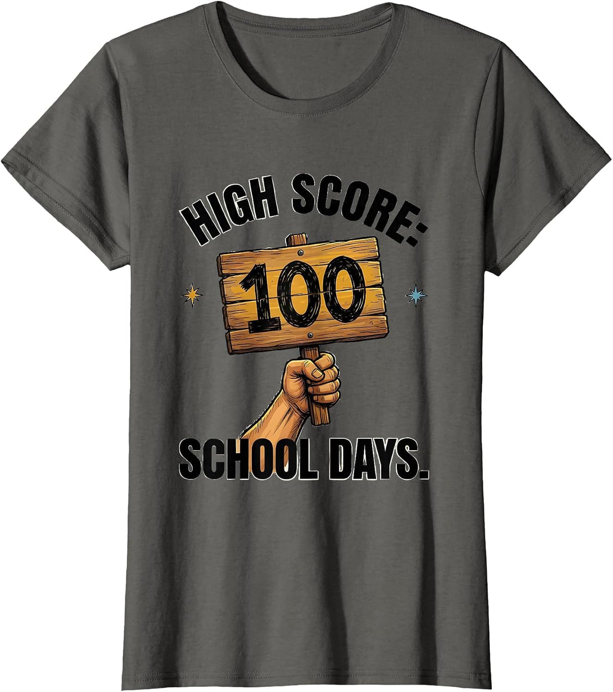 Women's High Score: 100 School Days Playful Gamer Milestone Boys T-Shirt - Asphalt Grey