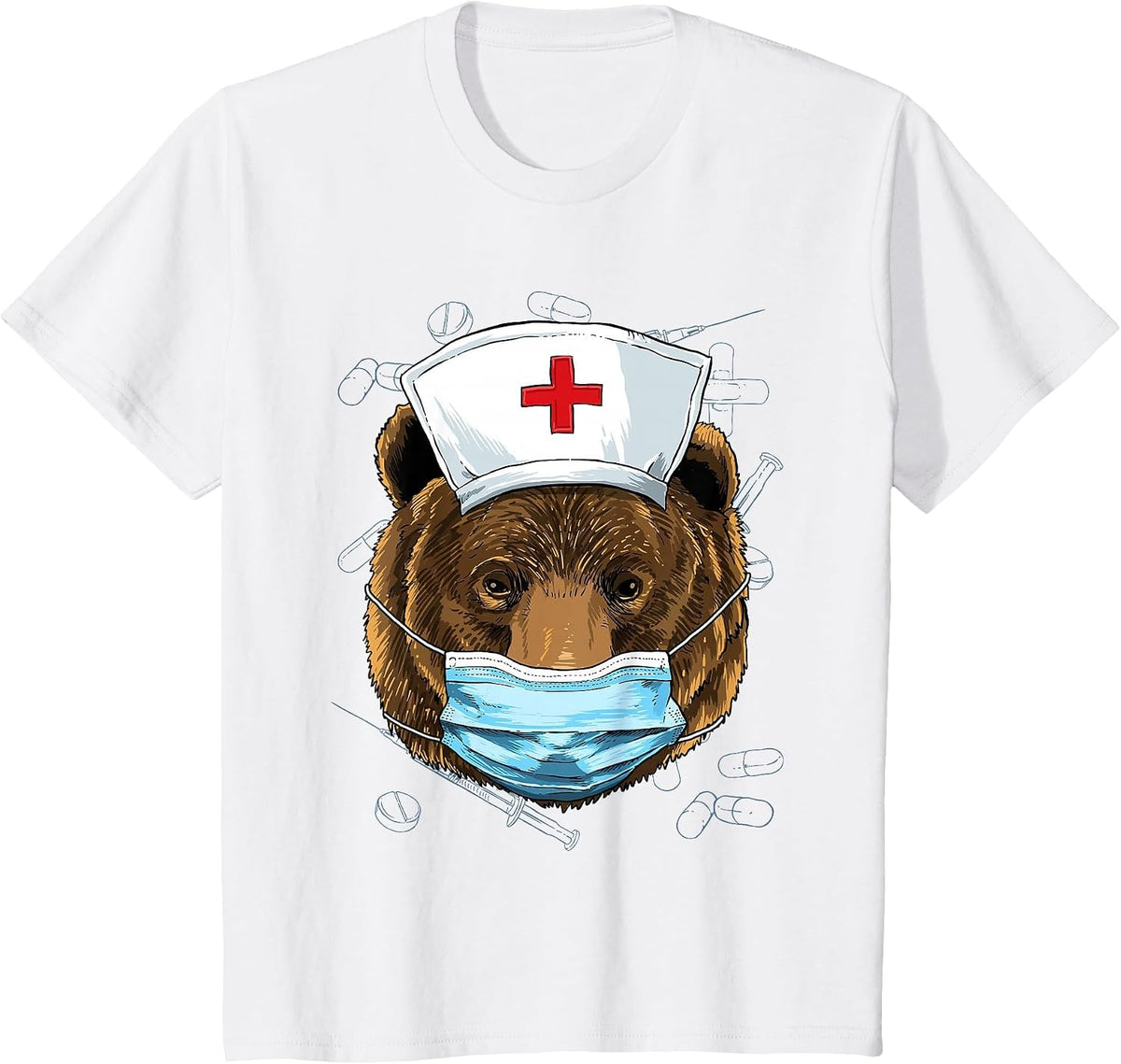 Hospital Grizzly Bear ER Nurse RN LPN Nurse Life Bear Lover T-Shirt - White