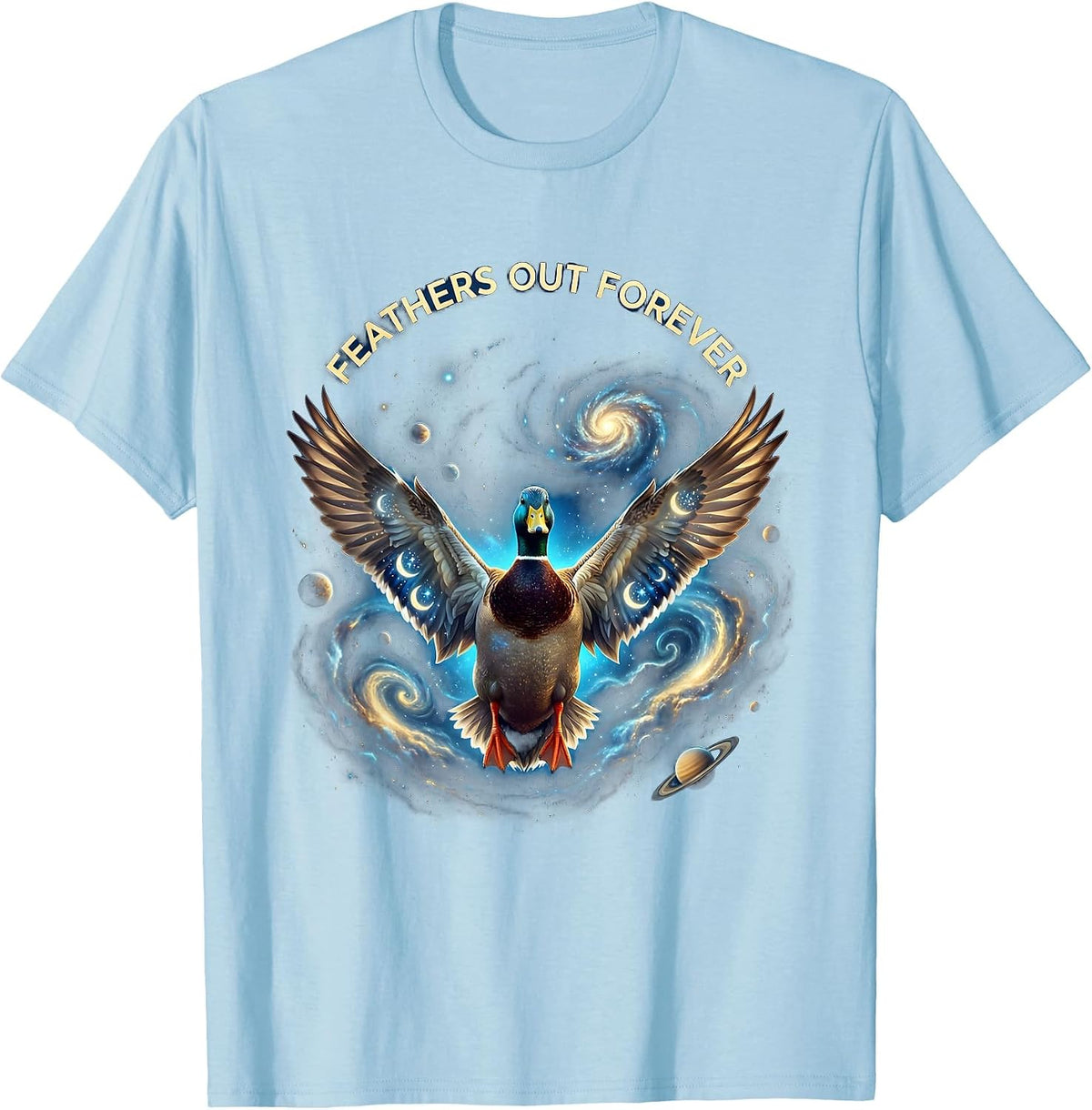 Men's Feathers Out Forever Duck Graphic Design T-Shirt - Baby Blue