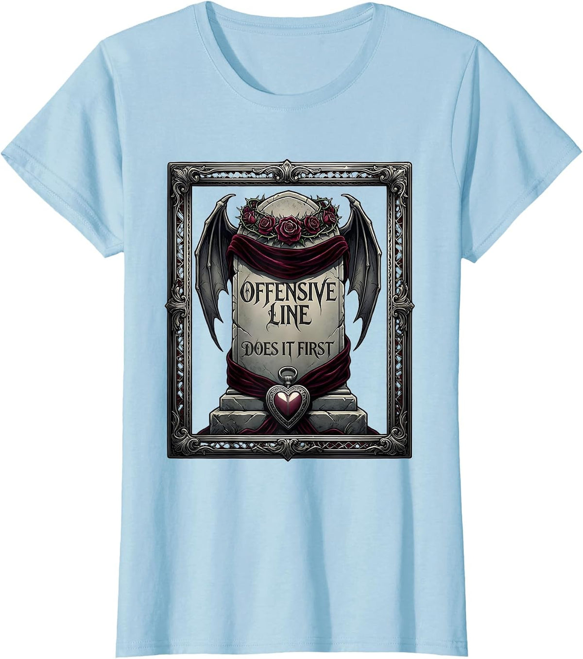 Women's Offensive Line Does It First Lineman Design T-Shirt - Baby Blue