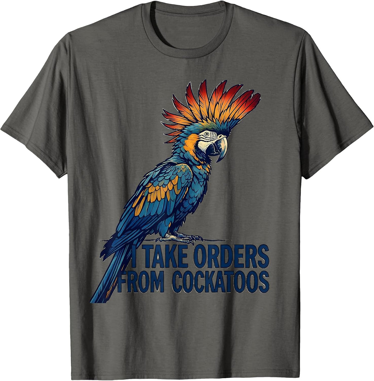 I Take Orders From Cockatoos Funny Bird Lover Ukiyo-e T-Shirt - Asphalt Grey