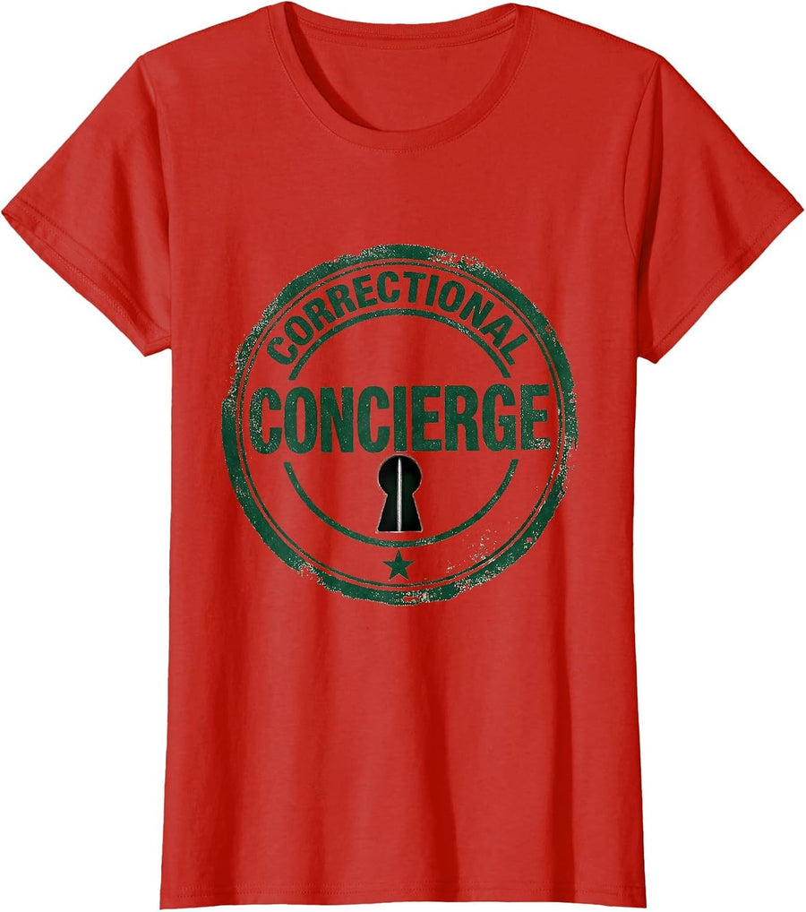 Women's Correctional Concierge Funny Corrections Officer Gift Law T-Shirt - Red