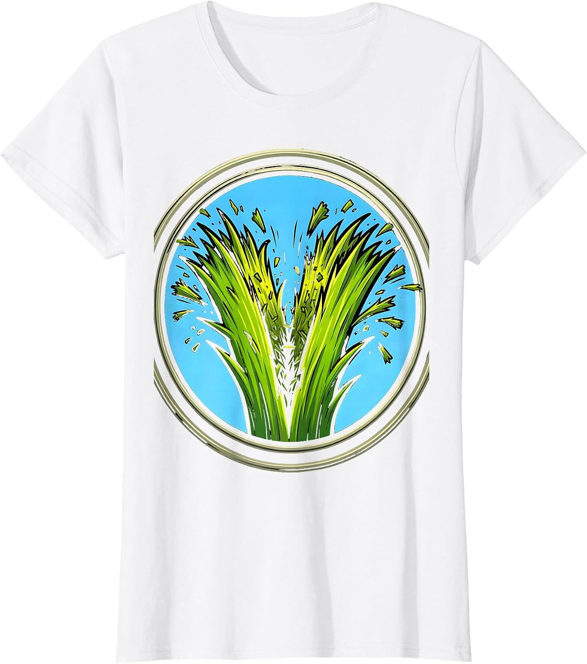 Grass Blade Cross Section Lawn Mowing Graphic T-Shirt - White
