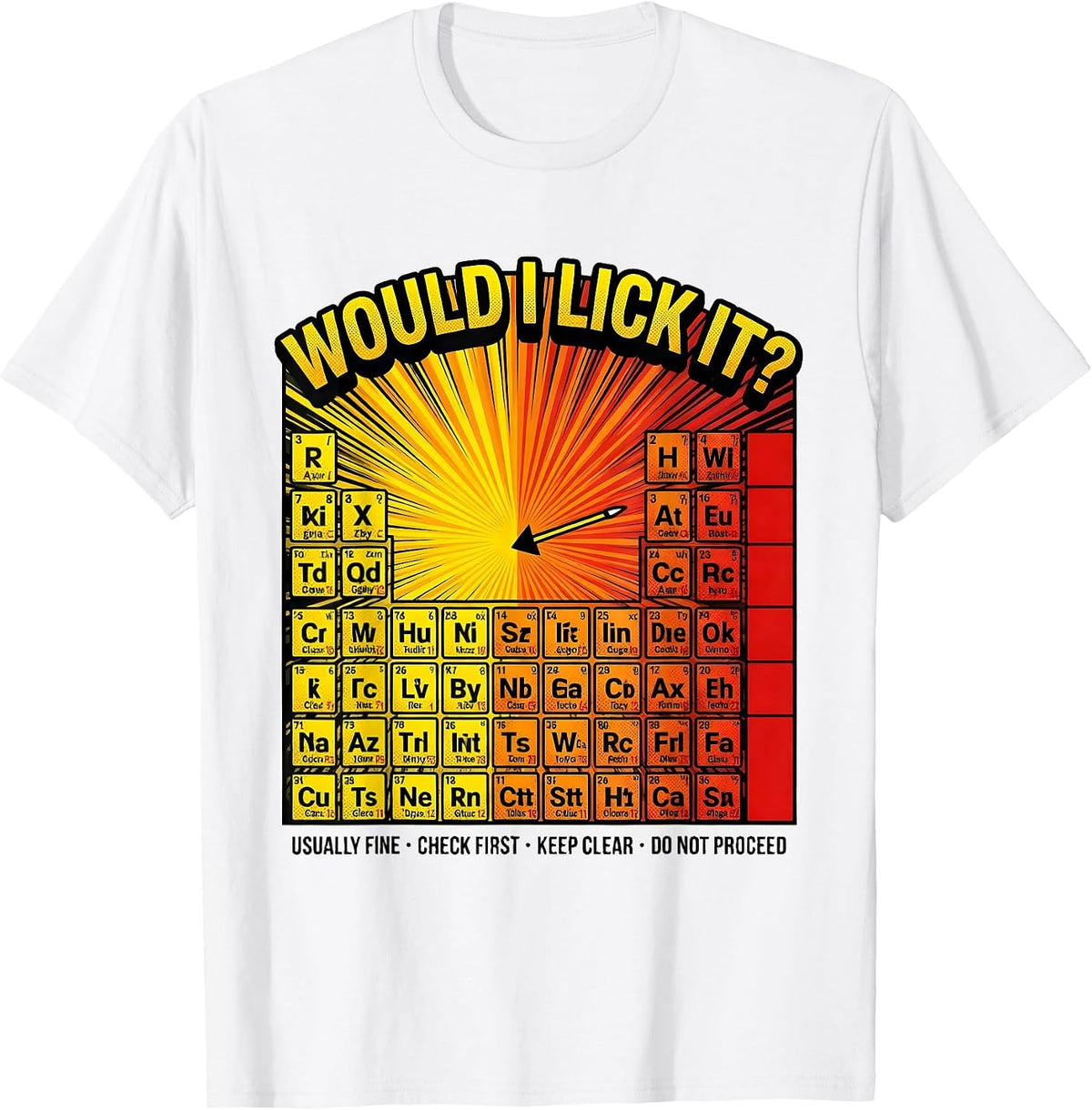 Men's Would I Lick It? Funny Periodic Table Science Teacher T-Shirt - White
