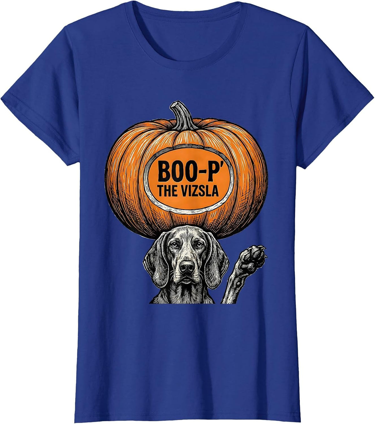 Women's Boo-P The Vizsla Funny Dog Lover Halloween Costume T-Shirt - Royal Blue