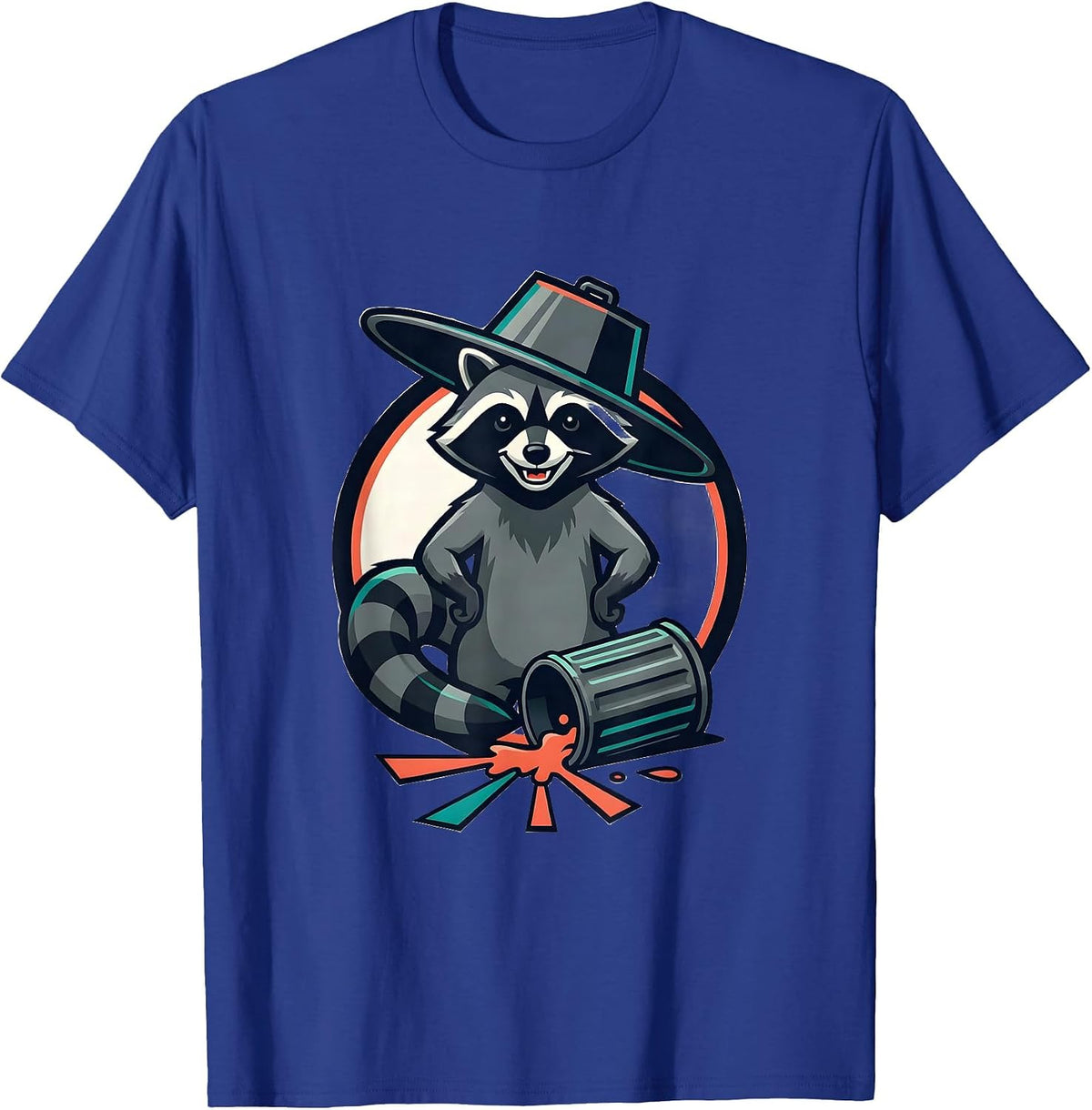 Men's Sealed Raccoon Badge Trashed Panda Funny Gag Gift T-Shirt - Royal Blue
