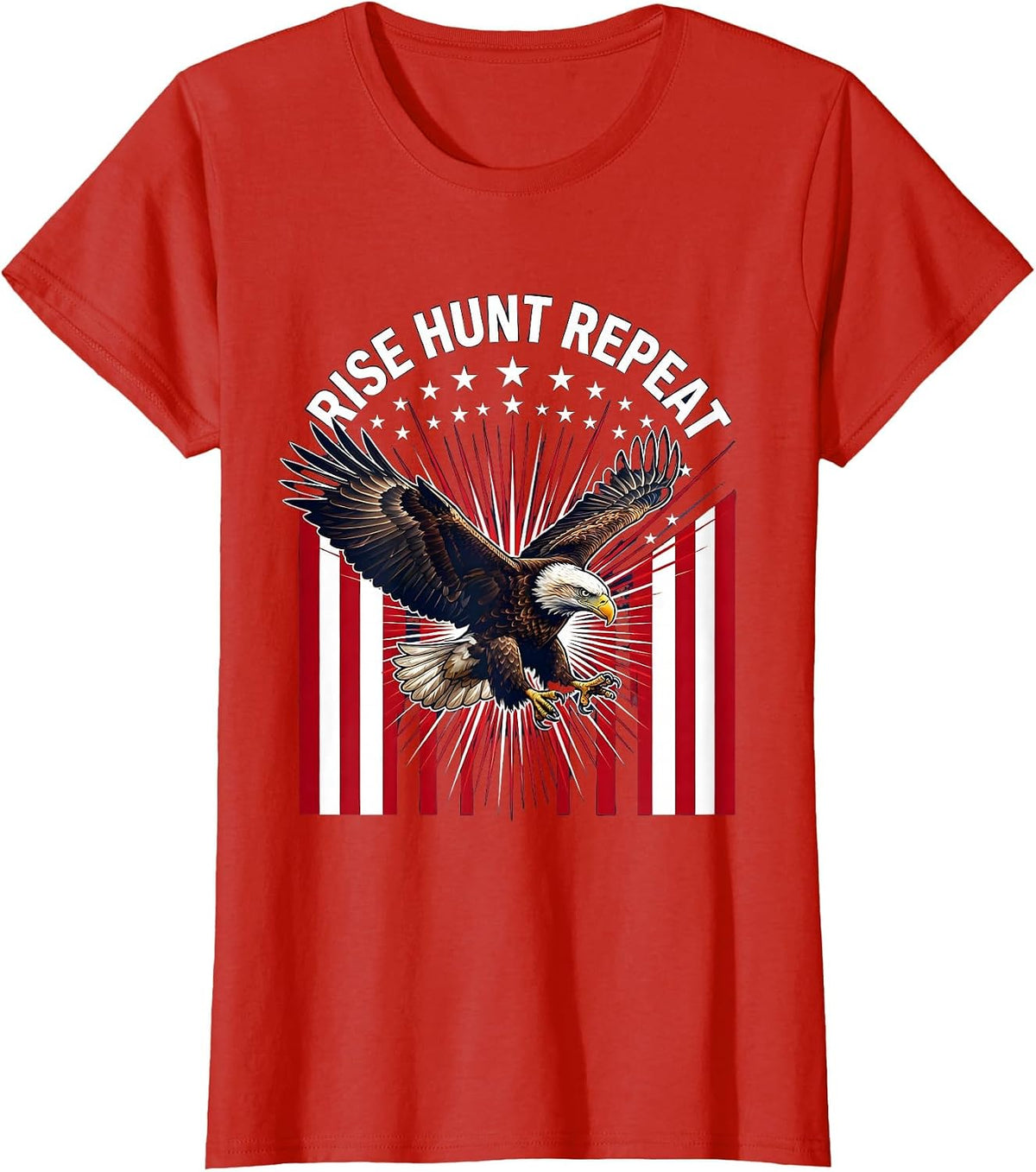 Rise Hunt Repeat Hunting Lifestyle Design T-Shirt - Red