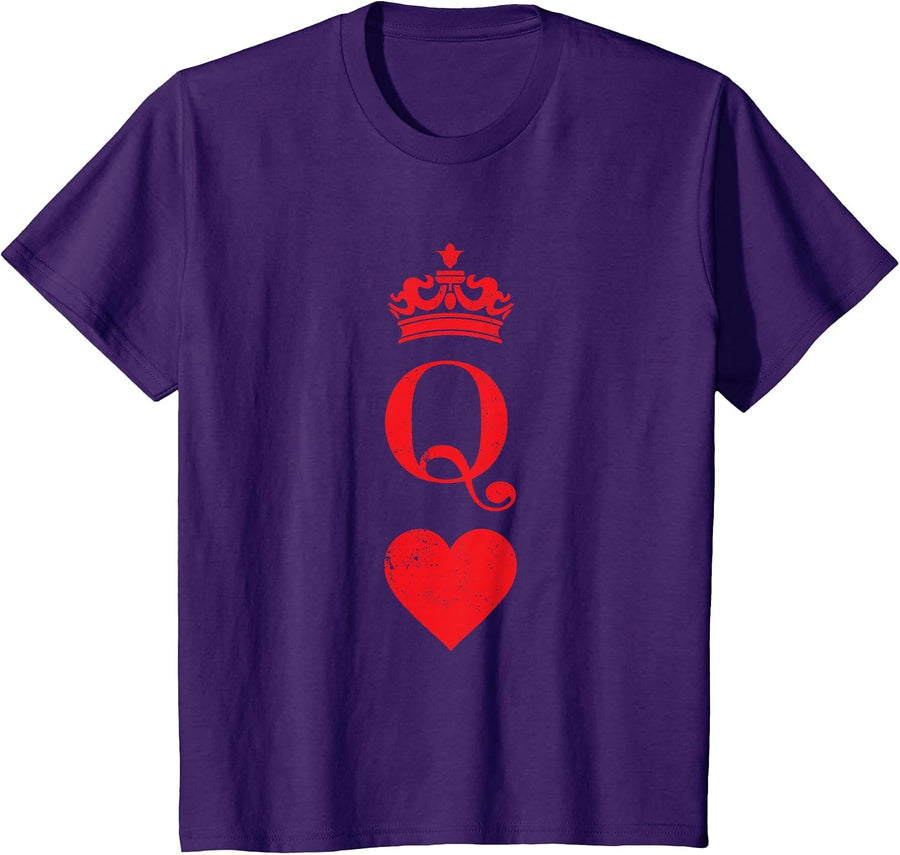 Queen of Hearts for Women Vintage Poker Playing Cards Queen T-Shirt - Purple