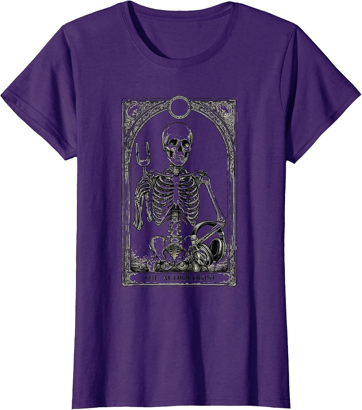 Women's The Audiologist Skeleton Tarot Card Funny Healthcare T-Shirt - Purple