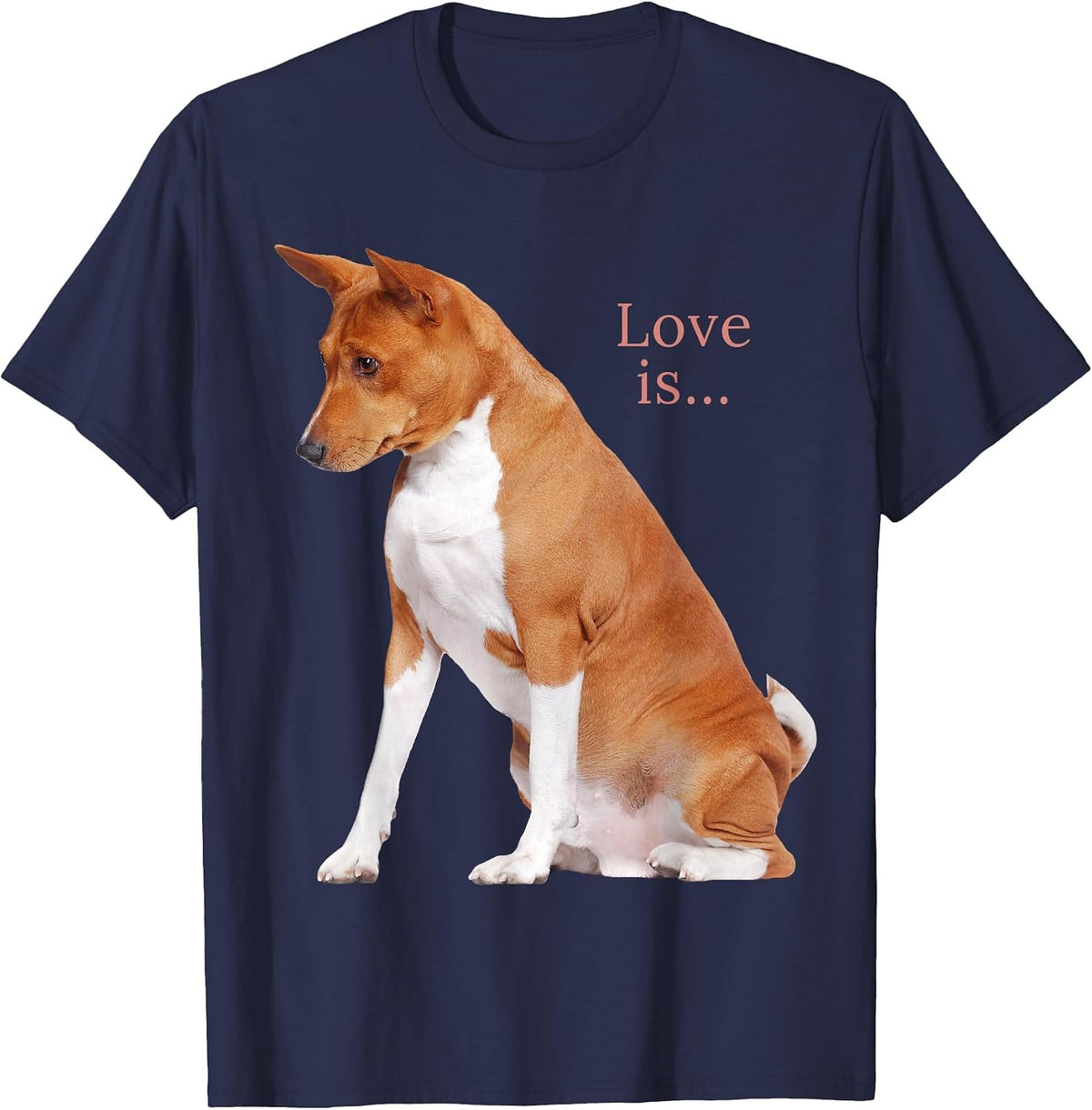 Basenji Shirt Dog Mom Dad Love Puppy Cute Love is Tee Pet T-Shirt - Navy Blue
