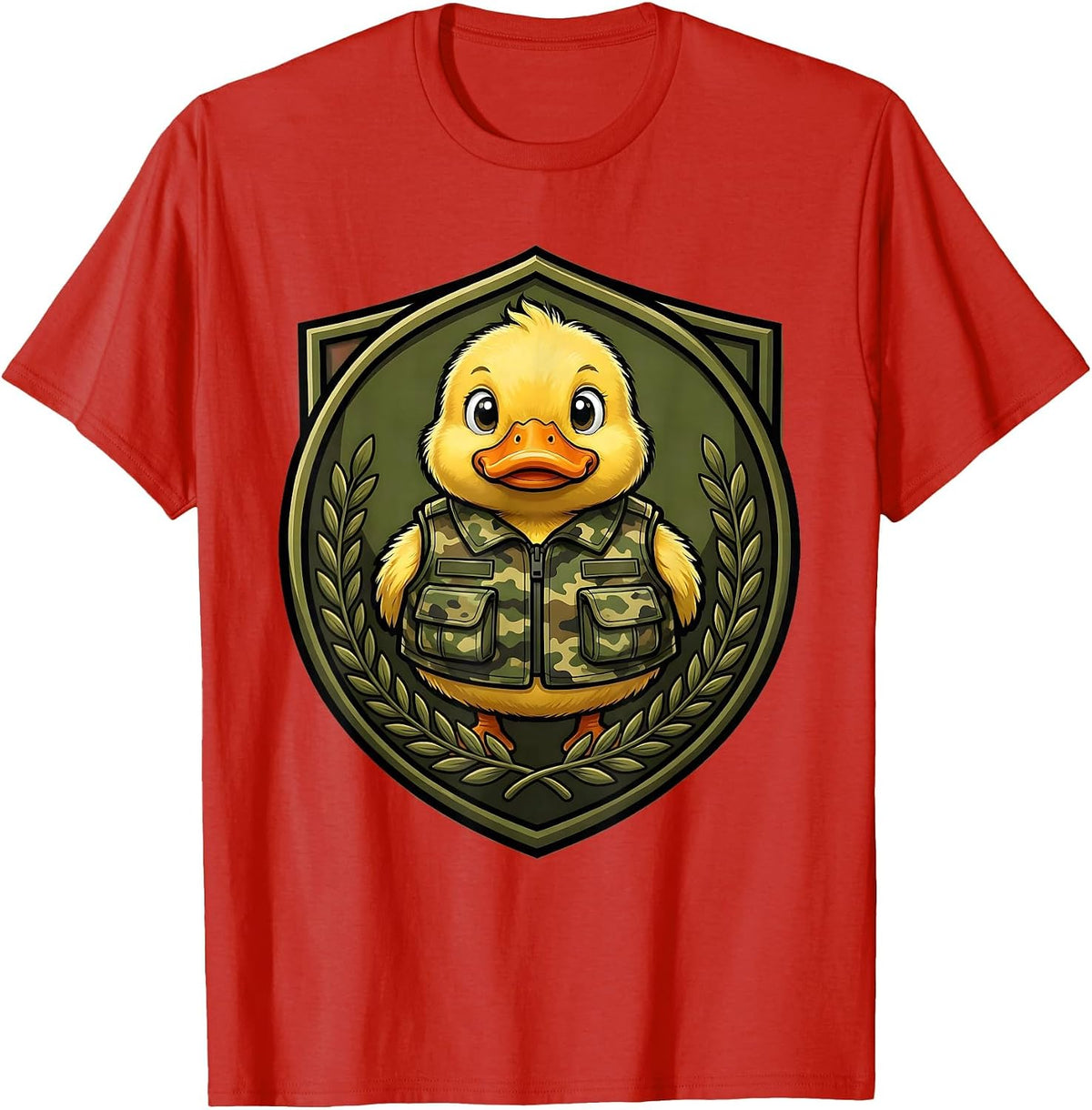 Men's Toddler Camo Baby Duck Tiny Vest Illustration T-Shirt - Red