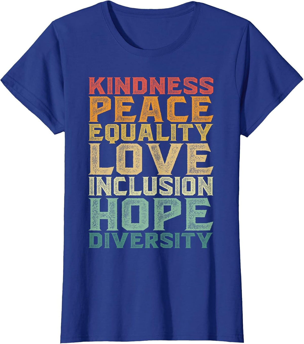 Peace Love Diversity Inclusion Equality Black History Month T-Shirt - Royal Blue