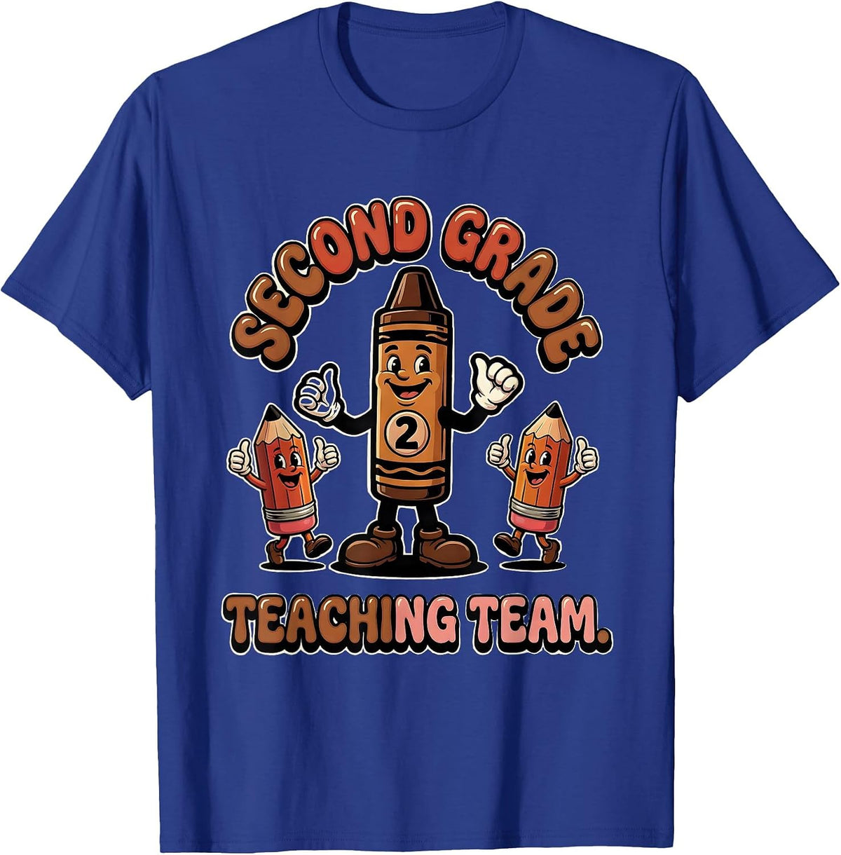 Men's Second Grade Teaching Team Retro Teacher Appreciation Humor T-Shirt - Royal Blue