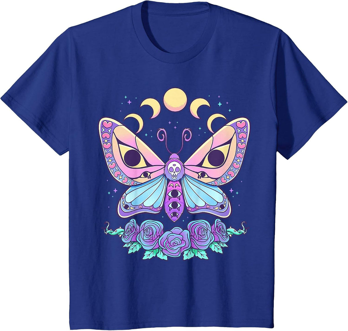 Pastel Goth Creepy Butterfly Moth Kawaii Emo Cute Nu Goth T-Shirt - Royal Blue