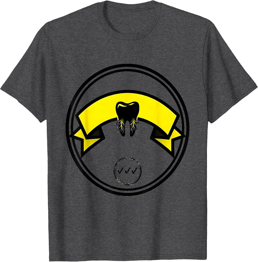 Men's Sealed Badge Molar Humor Dental Hygienist Funny Gift T-Shirt - Dark Heather Grey