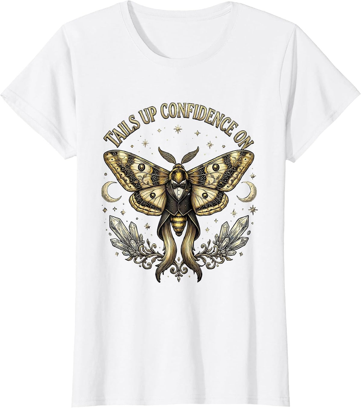 Tails Up Confidence On Tuxedo Graphic Design T-Shirt - White