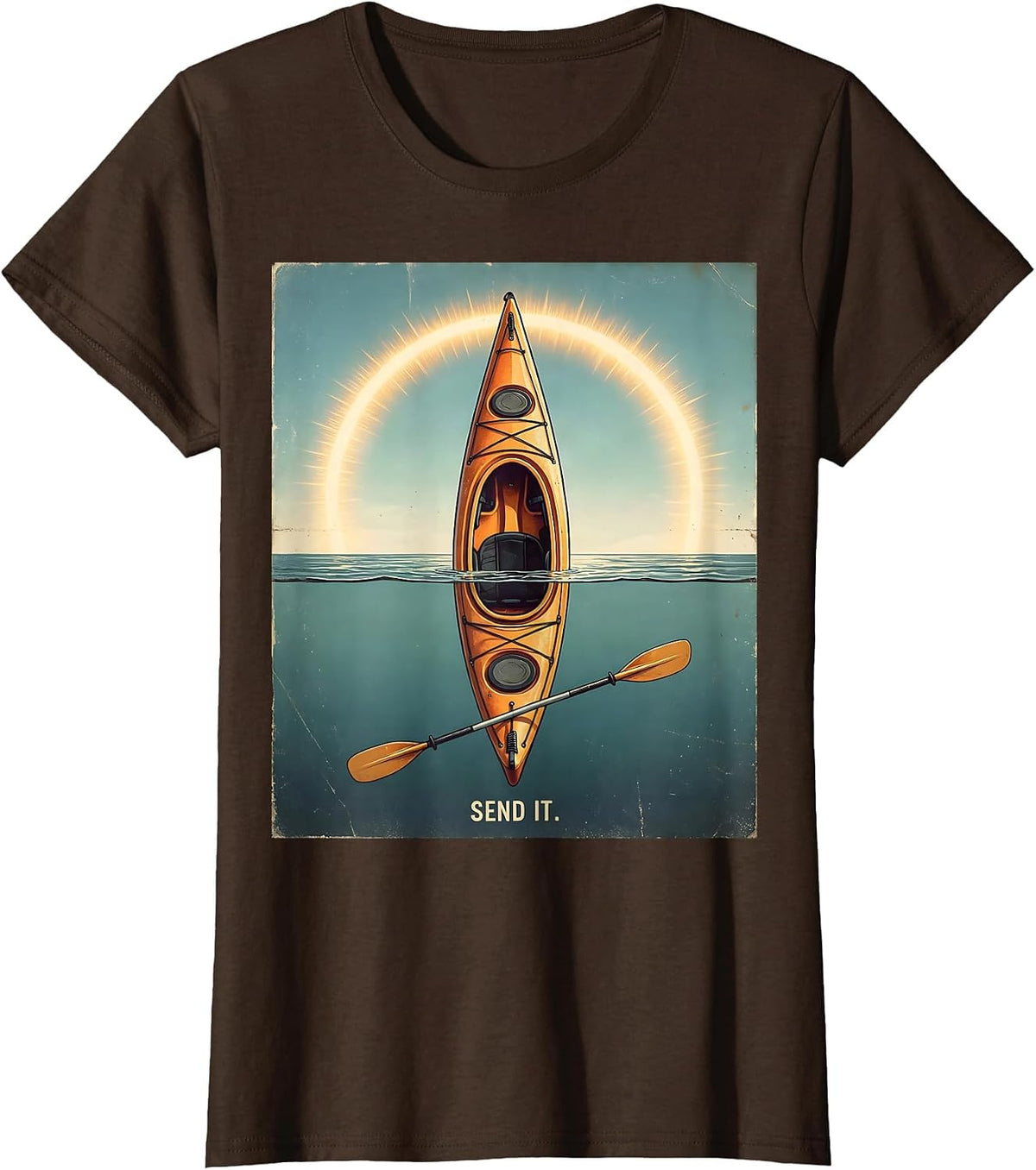 Women's Kayak Hull Vintage Kayak Lover Kayaking Gift T-Shirt - Brown