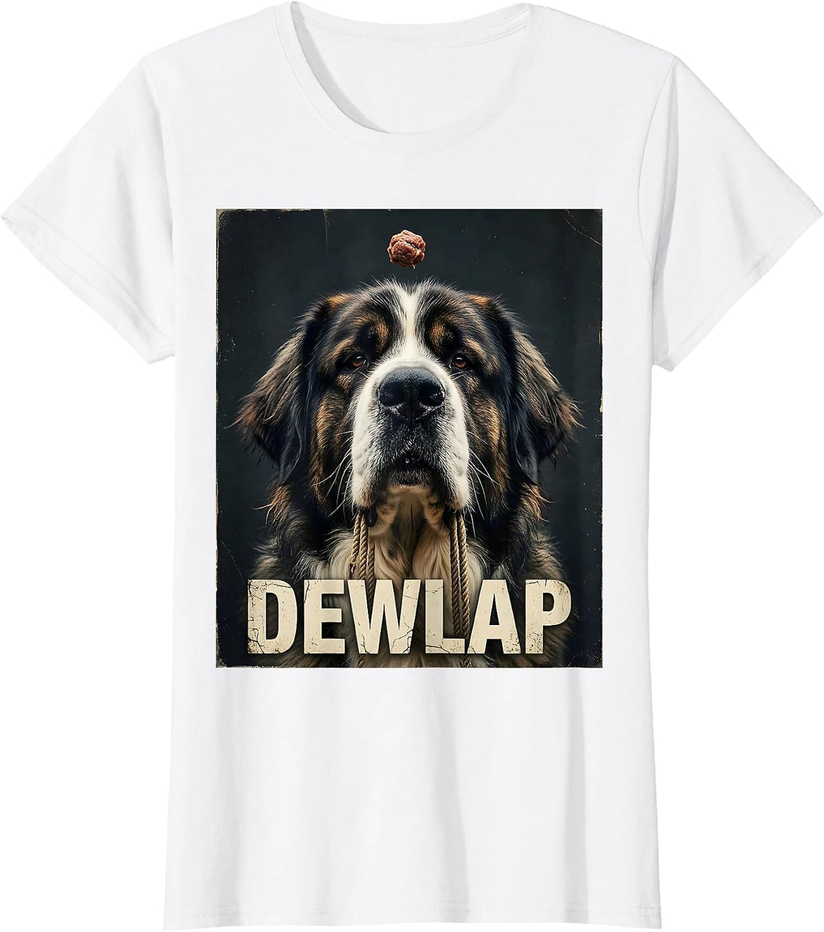 Women's DEWLAP Distressed Funny Great Pyrenees Dog Mom Dog Dad Jowls T-Shirt - White